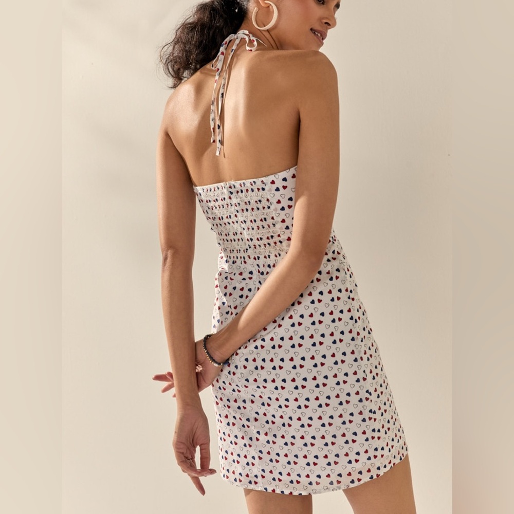 White Halter Dress with Heart Pattern - Picture 2 of 5